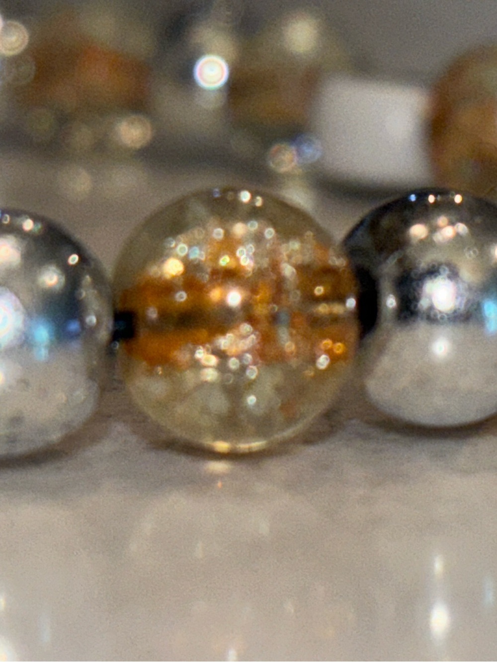 Gold and Silver Beaded Women's Bracelet - Elegant Glass Accent